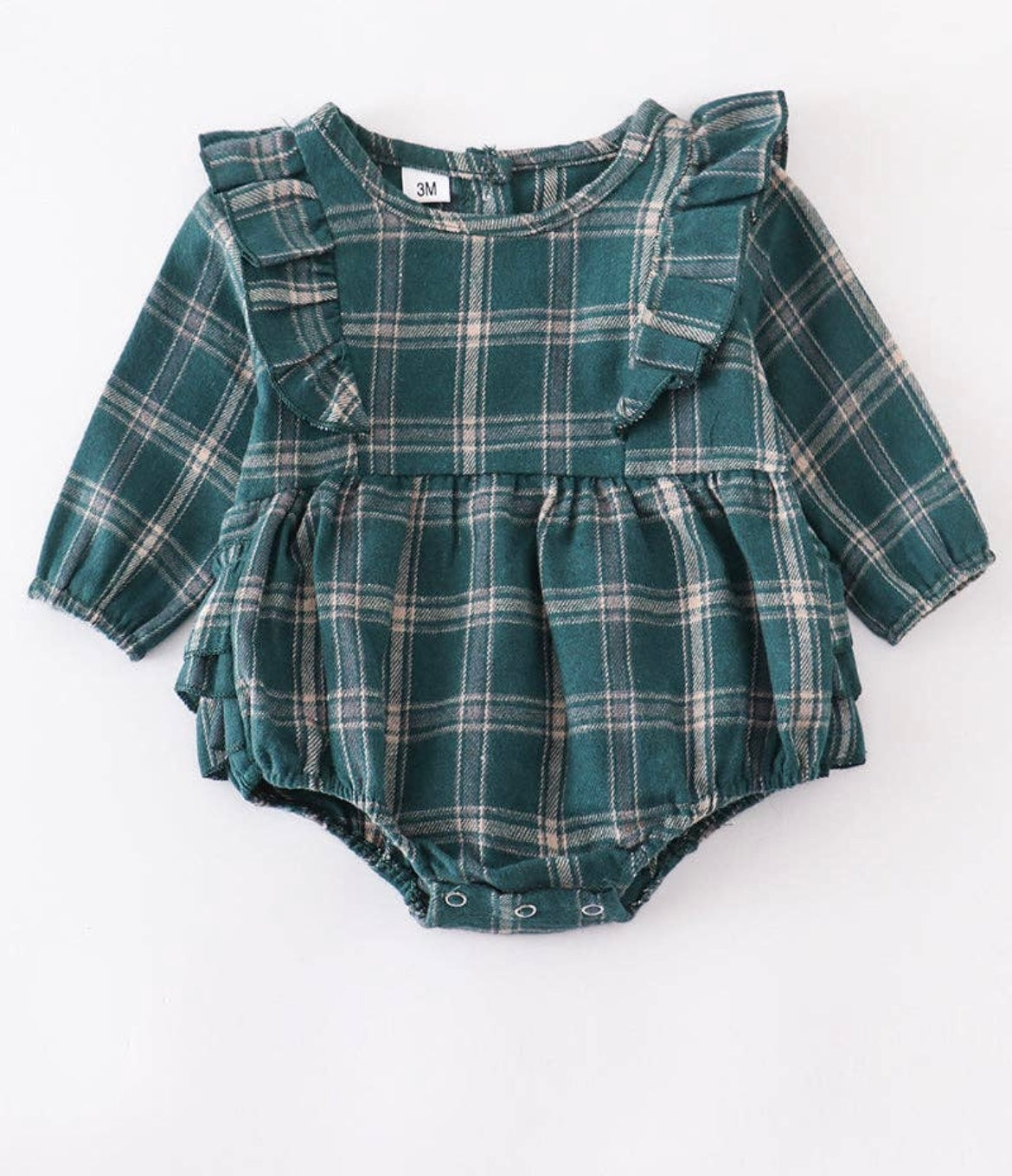 Baby Girls Green Flannel Bubble